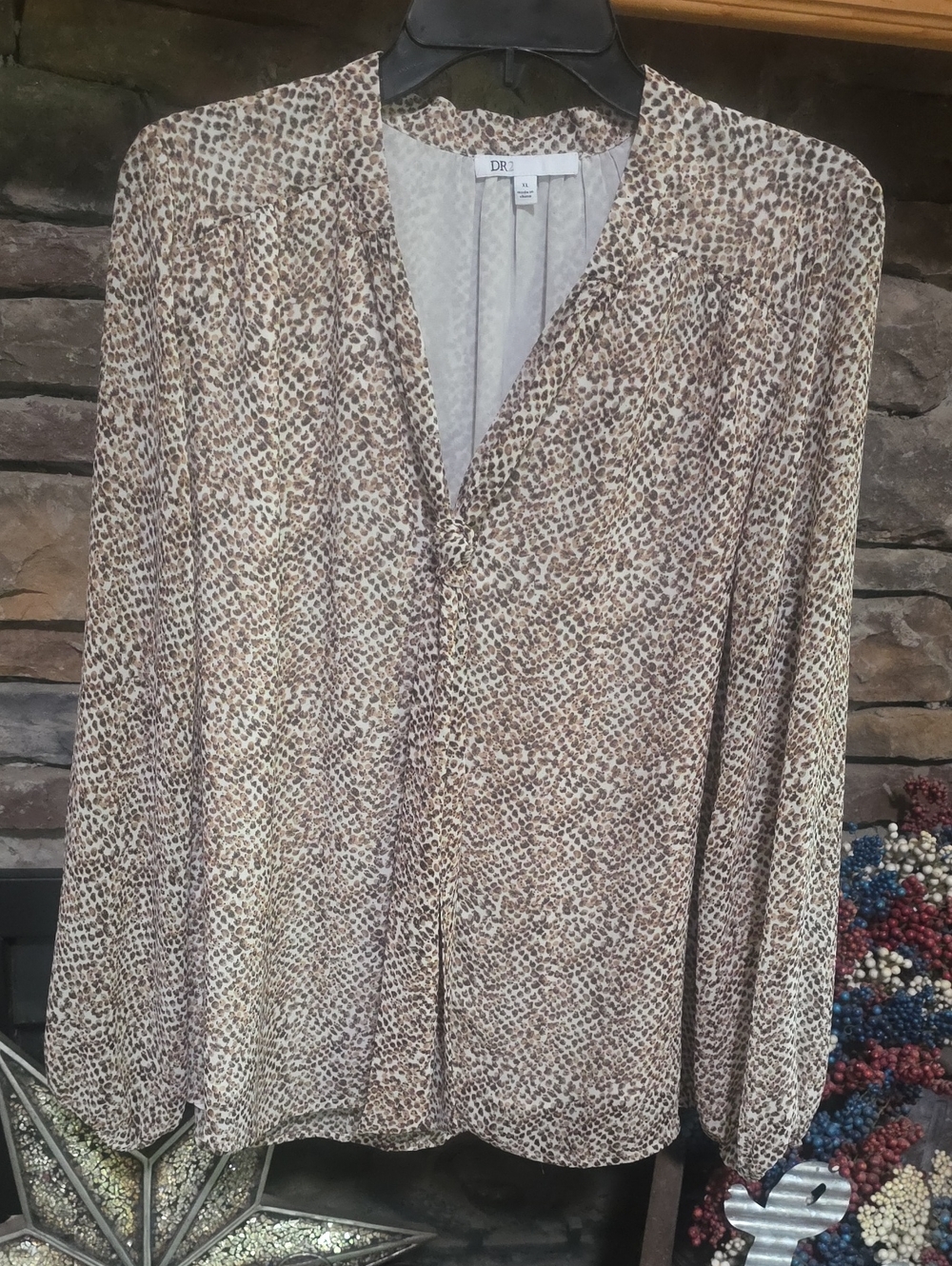 Dr2 Chiffon Like Button Up Blouse Sz XL
